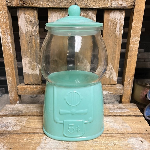 Hobby Lobby Accents Teal Light Blue Glass Gumball Machine Jar Poshmark